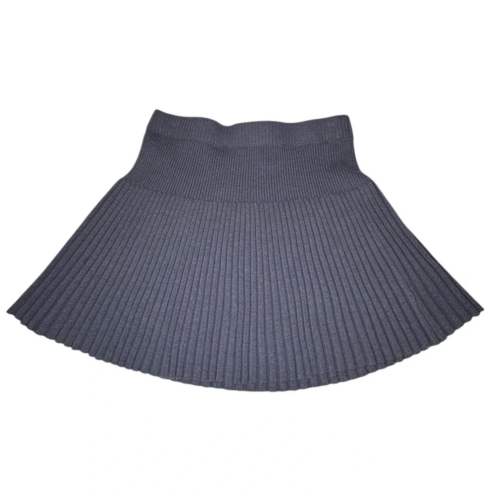 Aerie Ribbed Knit Mini Skirt Small Flared A Line Blue Casual Preppy Coastal Cute